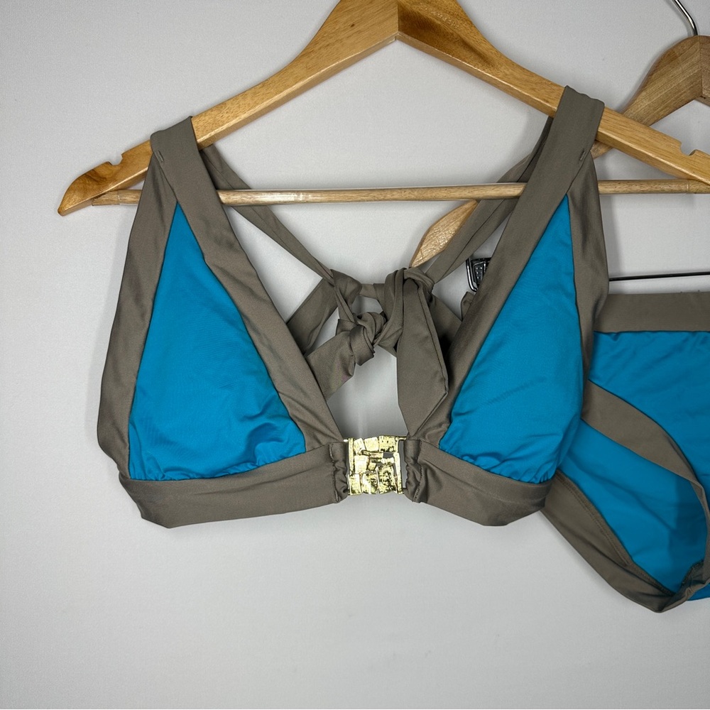 Trina Turk Blue and Brown Bikini set